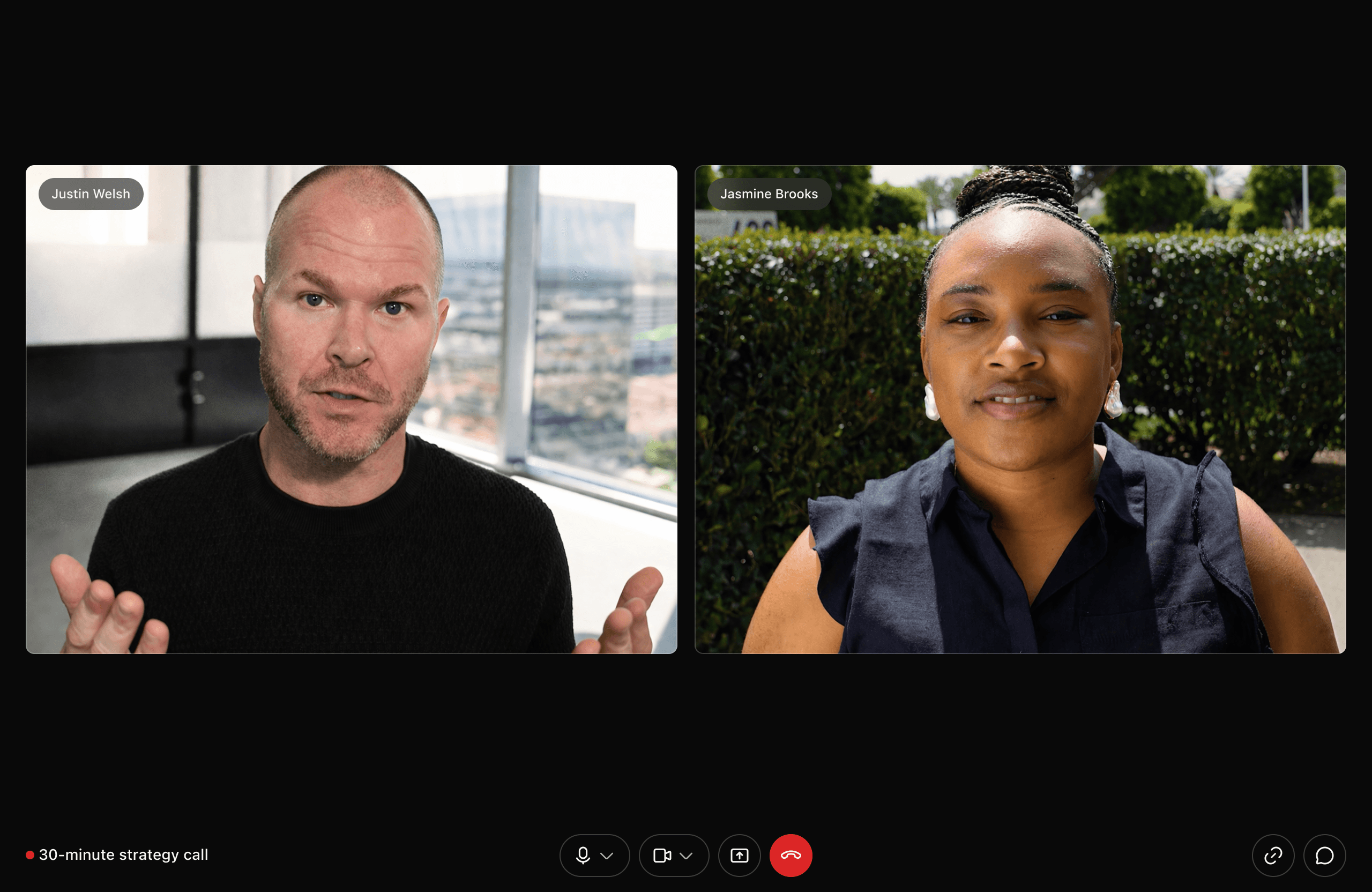 Live video session between an expert and client