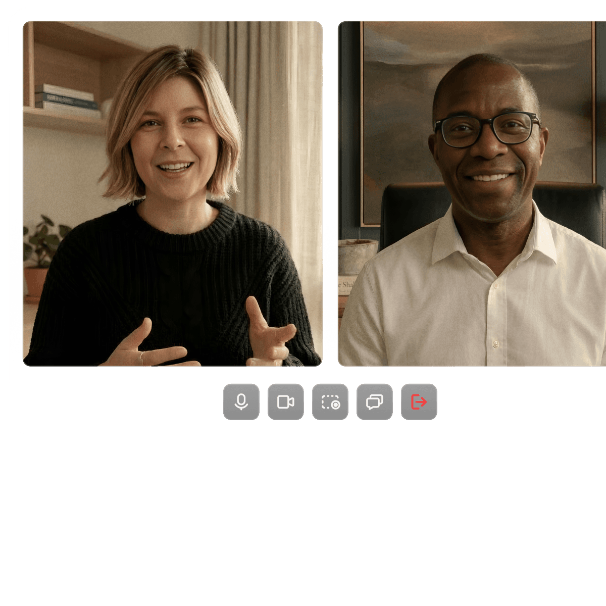 Two people on a live video session